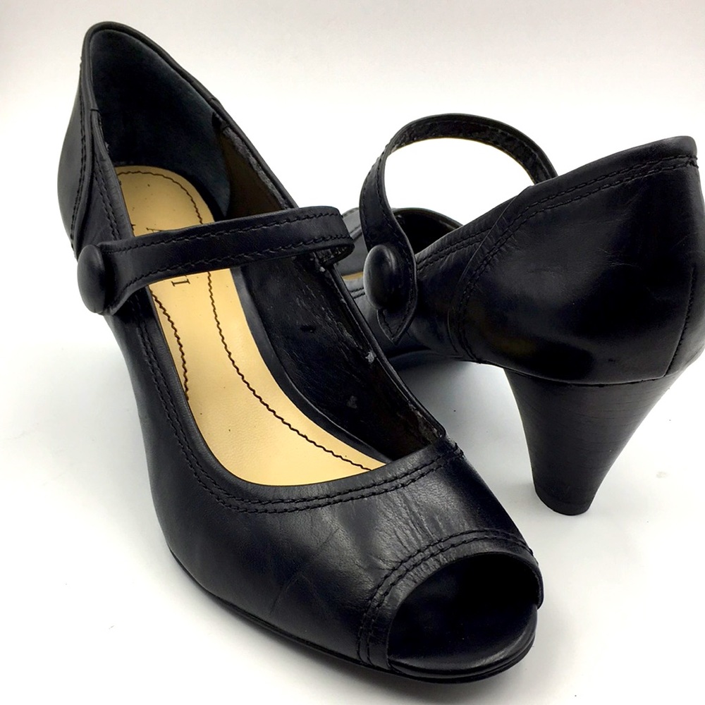 Vintage style alfani black leather heels 6.5